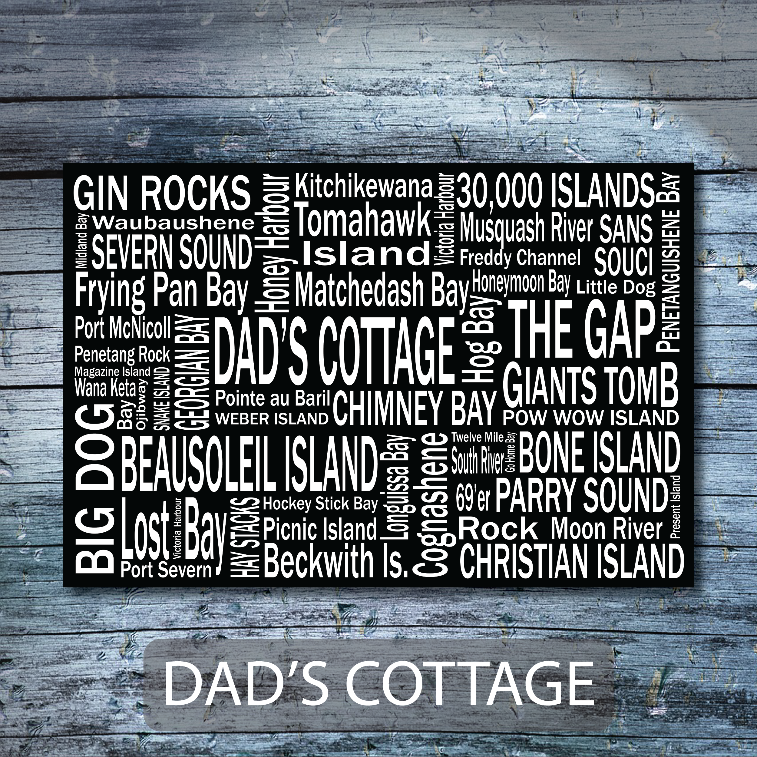 Personalized Canvas Print | Georgian Bay Destinations | Giants Tomb Trading Co - Dads Cottage