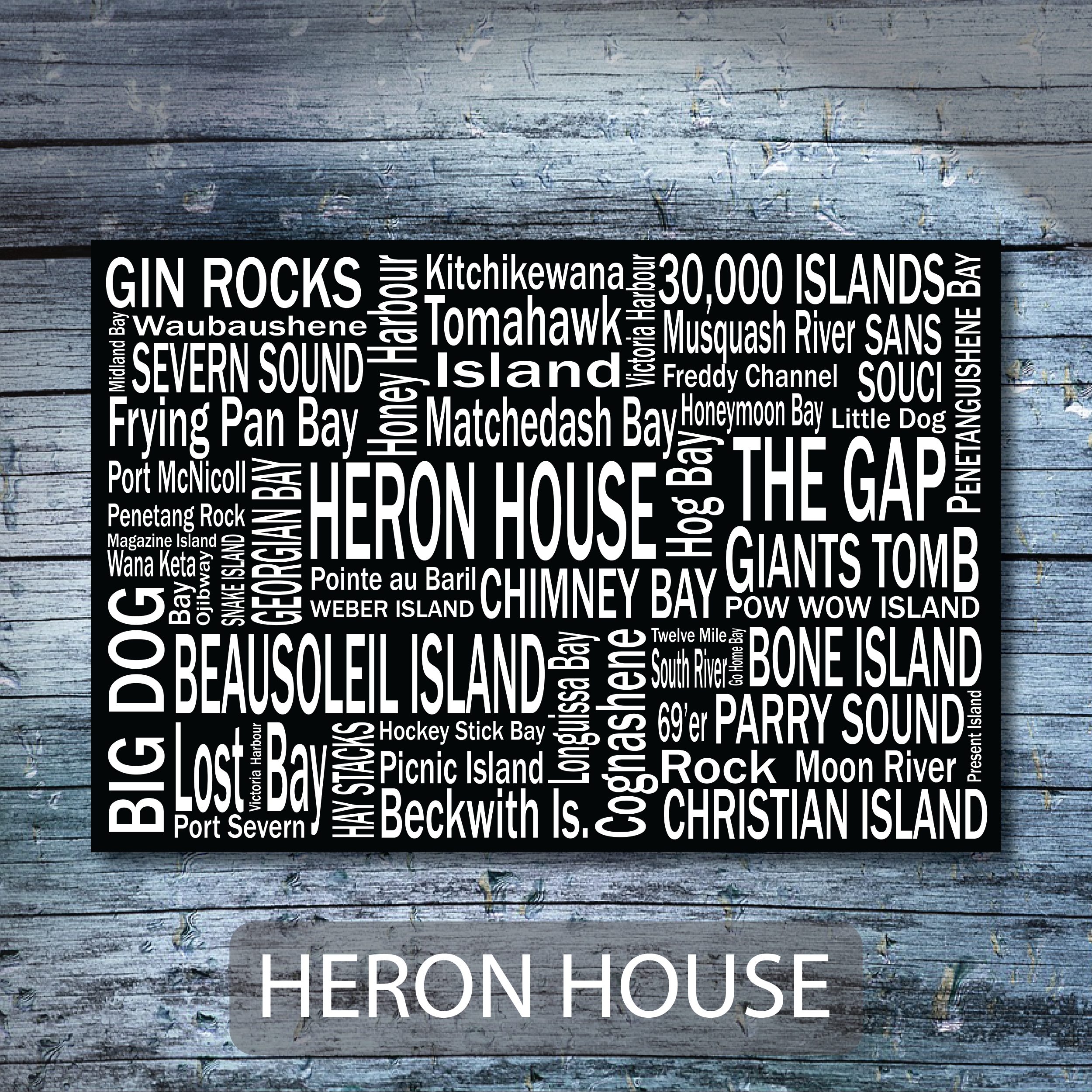 Personalized Canvas Print | Georgian Bay Destinations | Giants Tomb Trading Co - Heron House