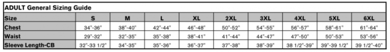 Sizing Chart