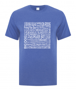 Men's T-Shirt | Active Blend | Heather Royal | Logo: Georgian Bay Destinations - Front